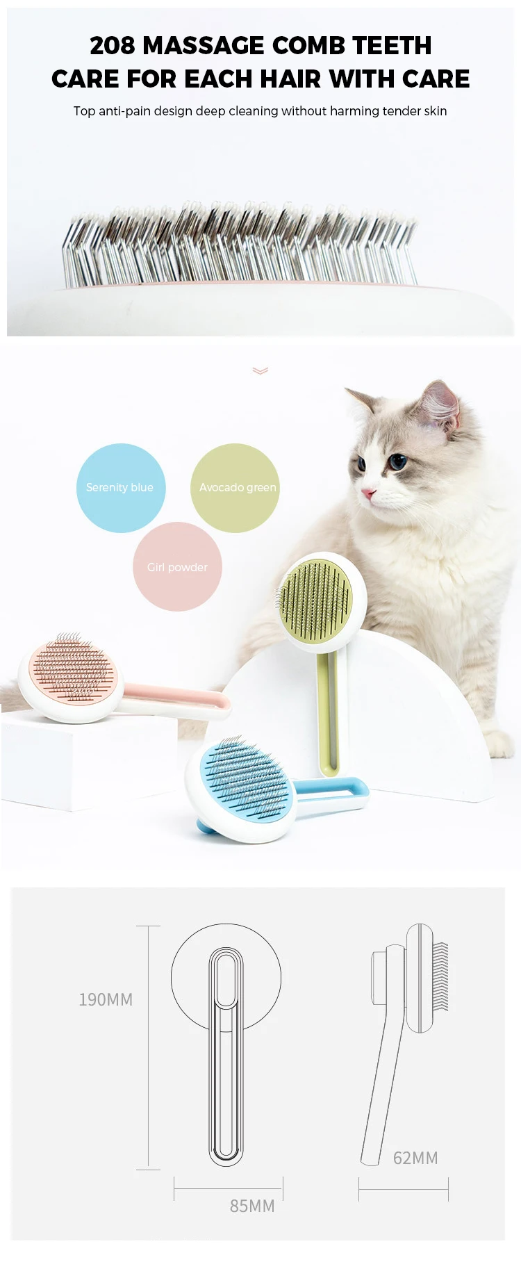 2 In 1 Pet Comb & Hair Remover Self Cleaning Dog Pumpkin Cat Brush