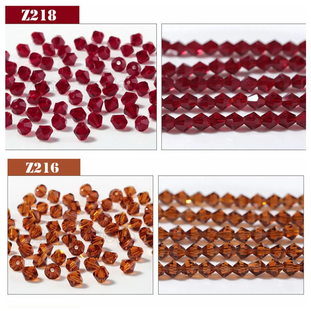 High quality multicolor wholesale loose Crystal Faceted beads 3mm 4mm 6mm bicone  beads manufacture