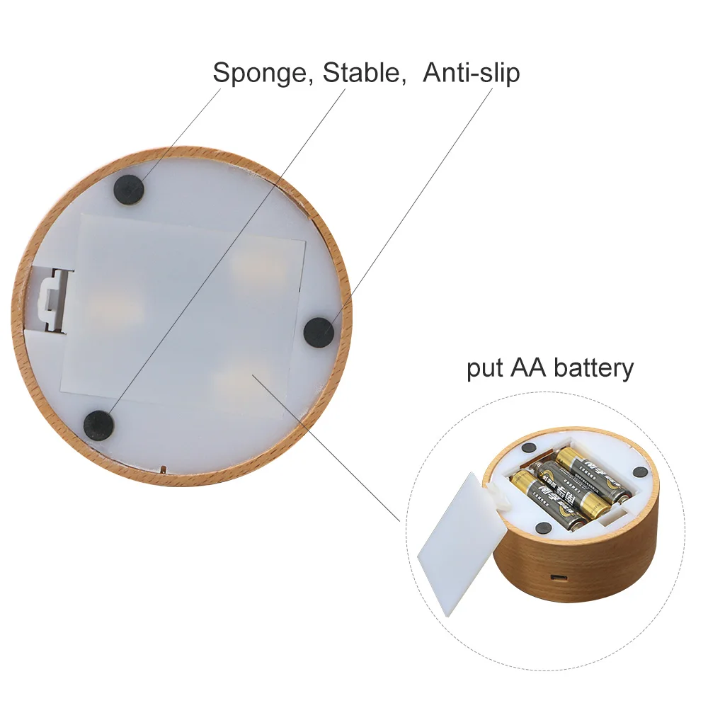 Abs Round Wooden 16 Colors 3d Led Night Light Lamp Led Wood Lighting