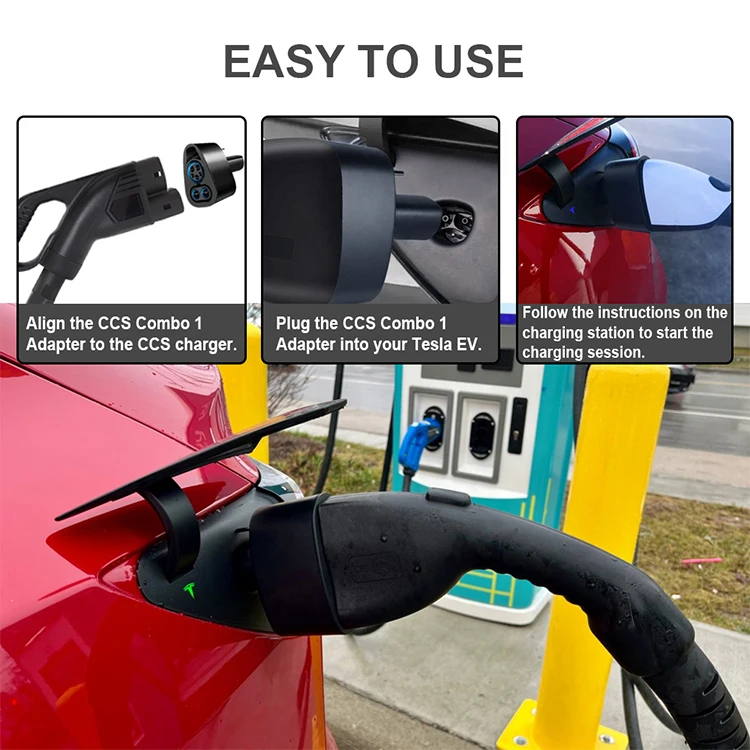 Customizable Portable EV Charger Adapter for Tesla Fast 250A DC Charging with CCS1 Featuring Brass Contact Material PC Housing