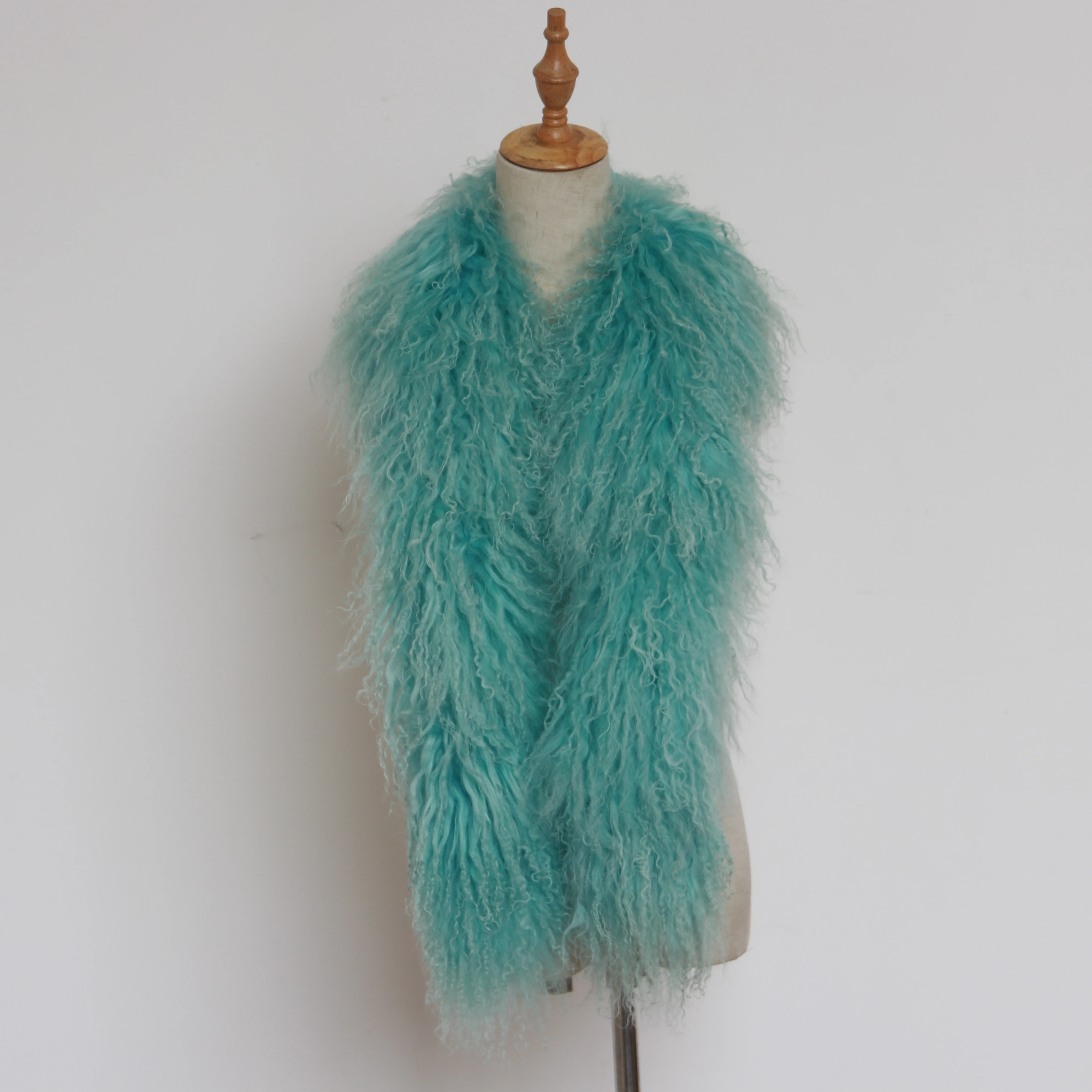 Оптовая продажа китайский поставщик поставка с завода длинное мягкое кудрявое меховое ожерелье шарф из монгольской овечьей