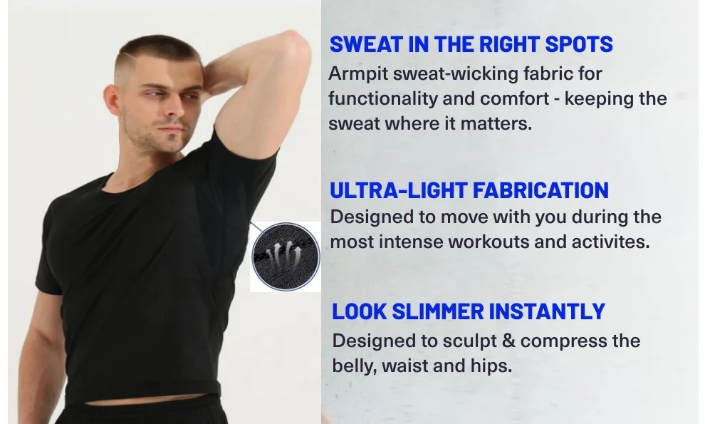 Sauna Shirt for Men Sweat Suit Compression T-Shirt Weight Loss Body Shaper  Shirts for Workout Sports
