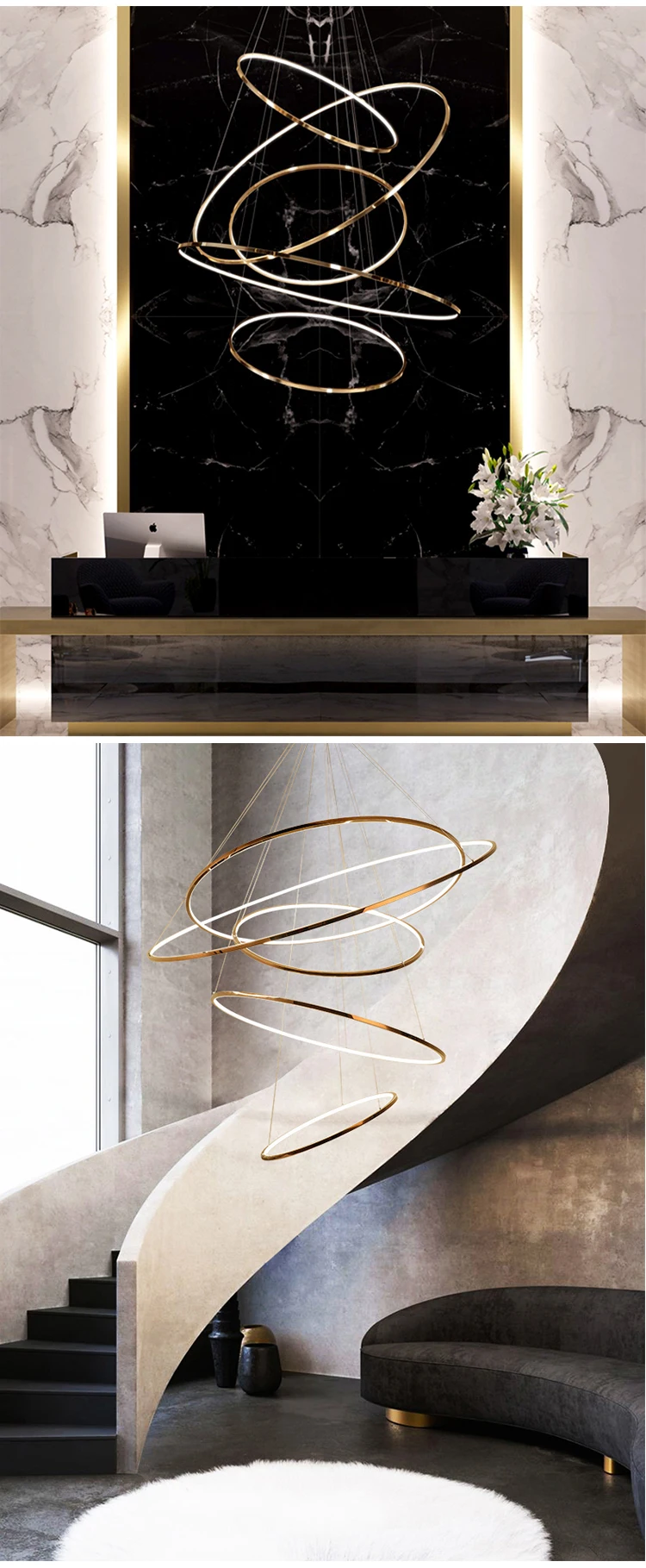 ptr835 unique design indoor decoration lighting hotel villa stainless steel round modern led chandelier-4