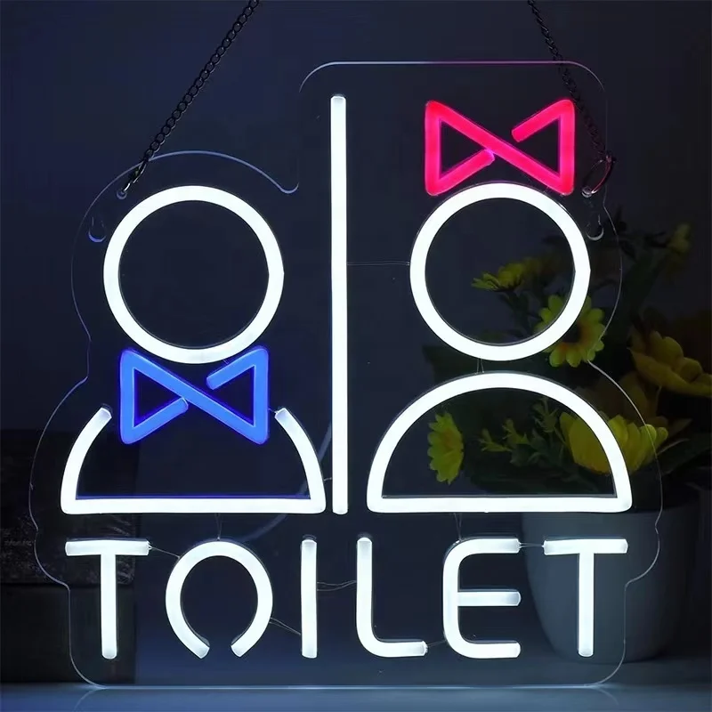 Panneau Néon Flèche De Toilettes, Panneau Directionnel D