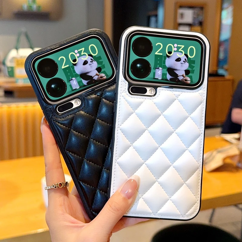 Fashion 3D Grid Soft PU Surface Hard Phone Case for Xiaomi 15 17 Pro Max High Quality Rhombus Cover for Xiaomi 13 14 15 Ultra