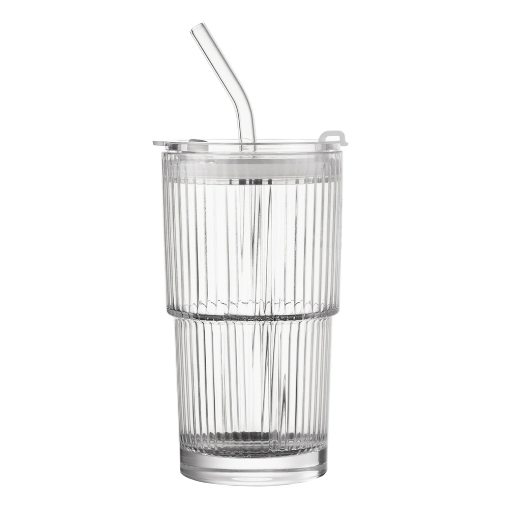 16 oz Glass Cups Lids Straws Striped Pattern Modern Design Clear Highball  Tumblers-Food Safe Large Capacity for Cocktail| Alibaba.com