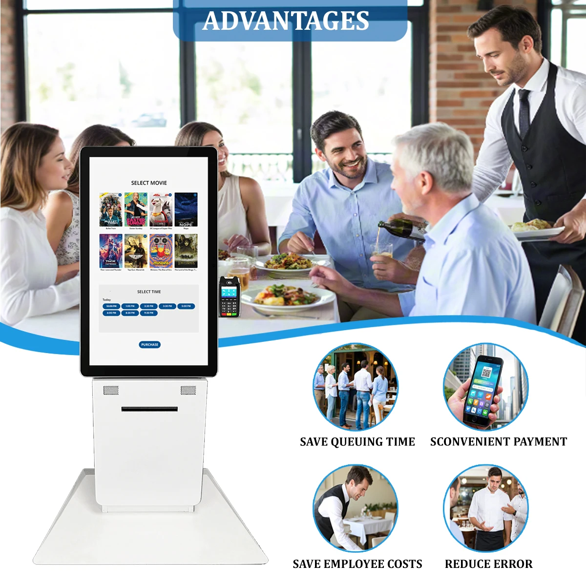 Automated Self-Service Ticket Kiosk with Touch Screen Payment Queue ...