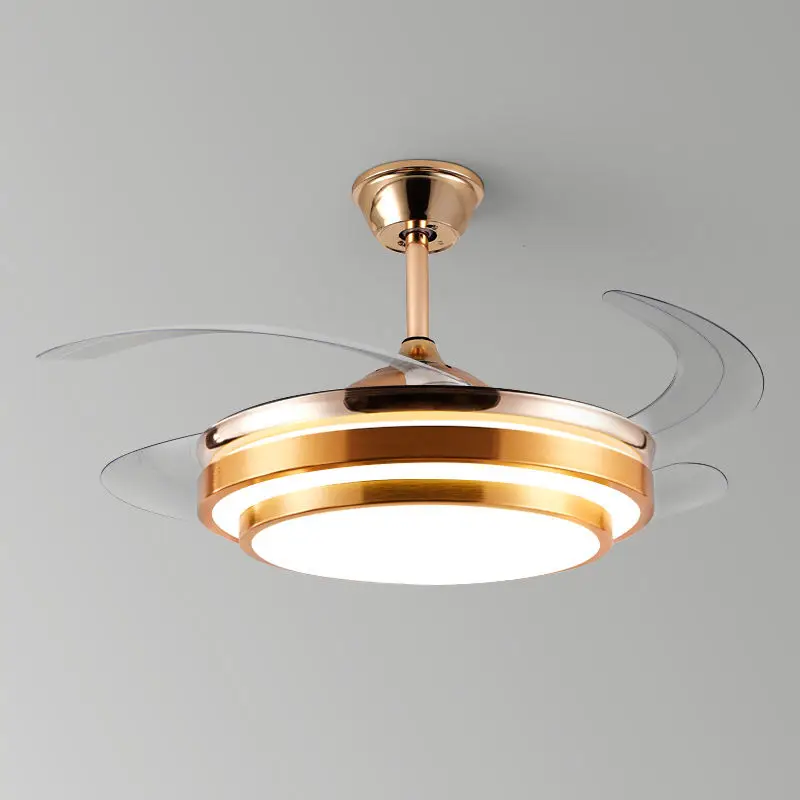 Modern 220V LED Ceiling Fan Light with Remote Control Invisible Design for Family Bedroom Dining Room Lighting