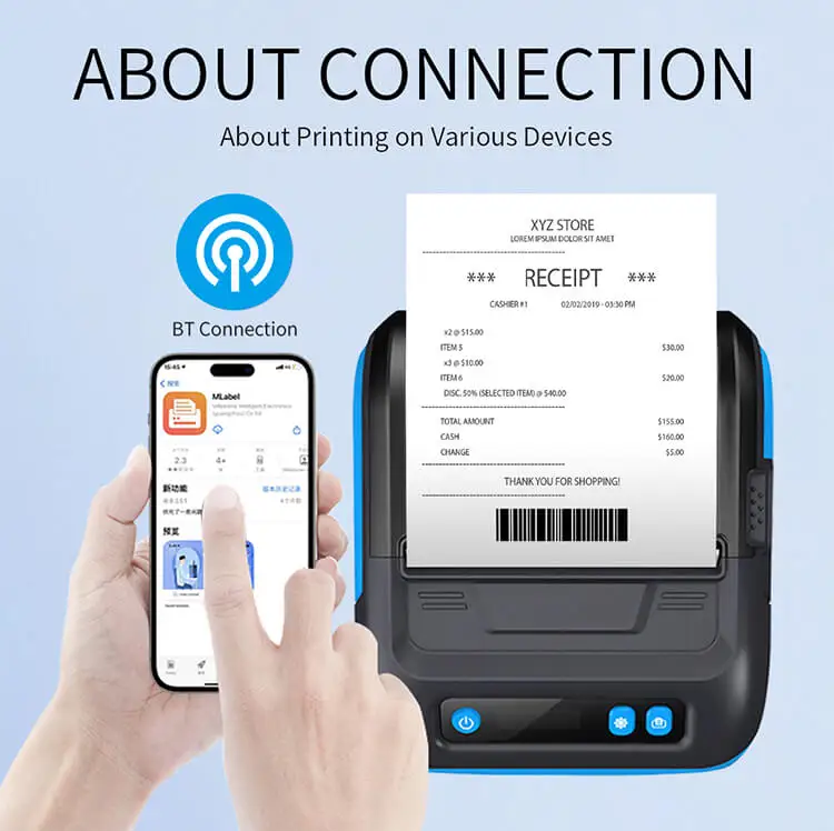 MHT-P29L 80mm Thermal Printer with Free SDK Mobile Mini Bluetooth Mobile  80mm Portable Thermal Printer