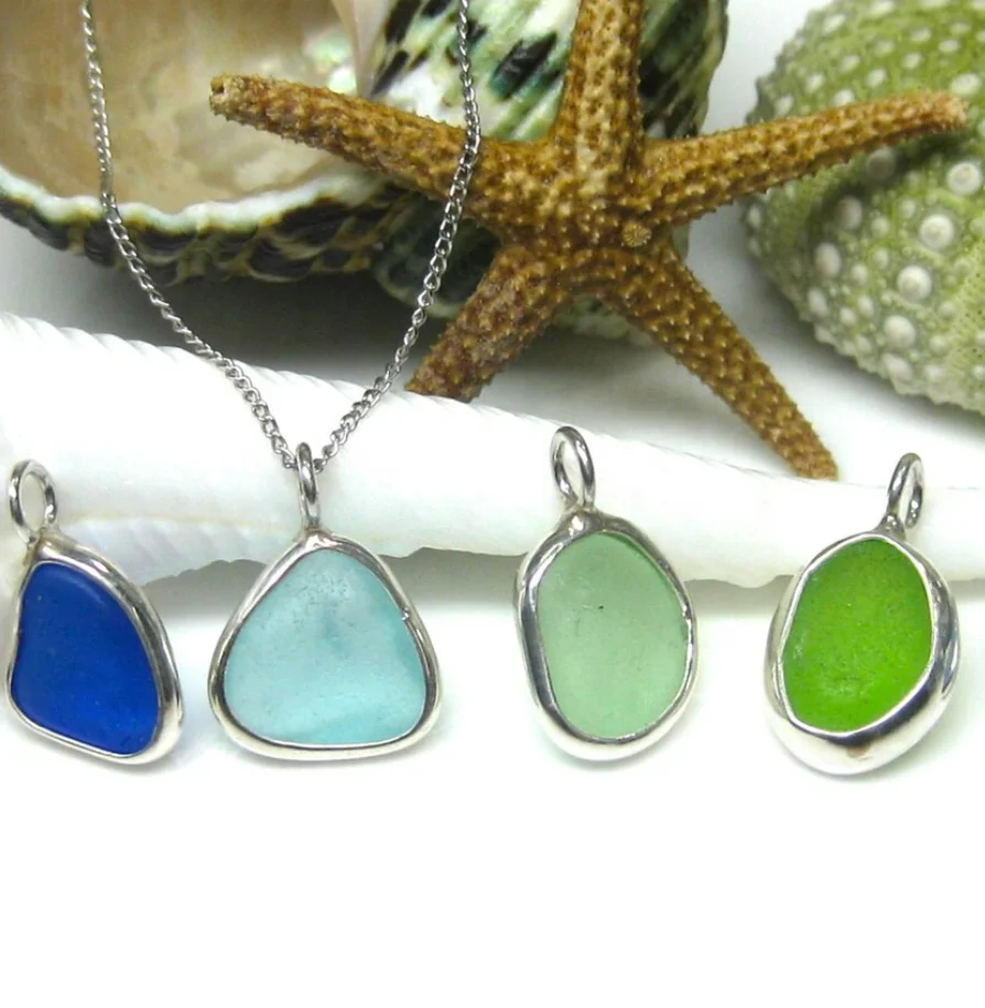 Wholesale Colored Sea Glass Necklace Sea Glass Pendant Sea Glass