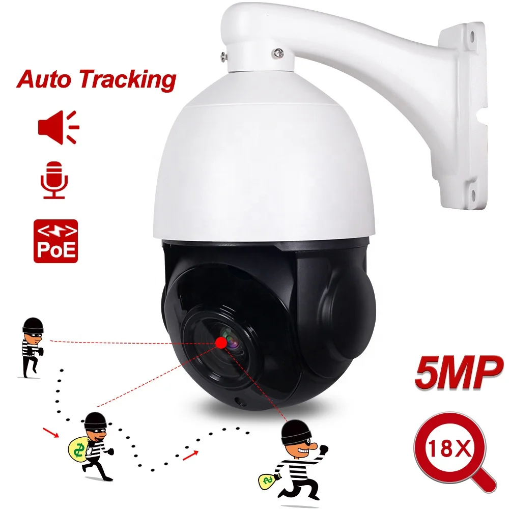 IP66 18X 1080P 5MP POE Outdoor AI Smart Human Motion Auto  Tracking IR Two Way Audio Ip High Speed Dome Ptz Camera