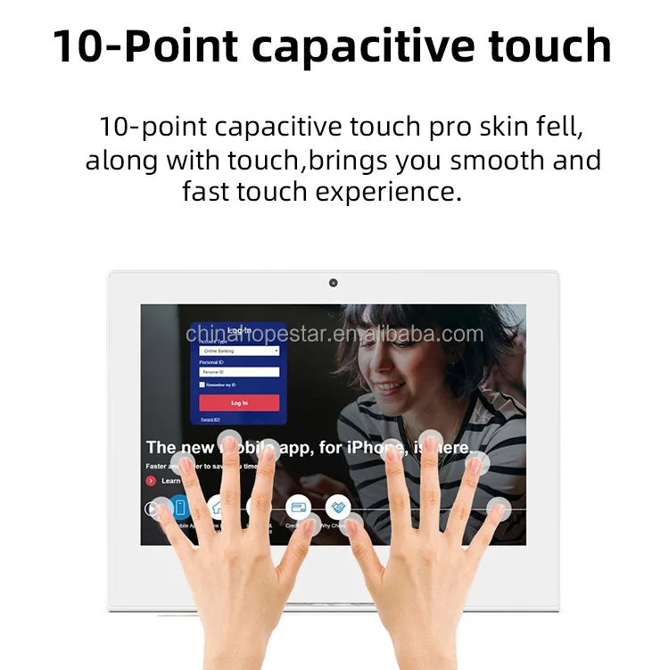 10 Inch Dual Screen Digital Signage Touch Screen Nfc Poe Android