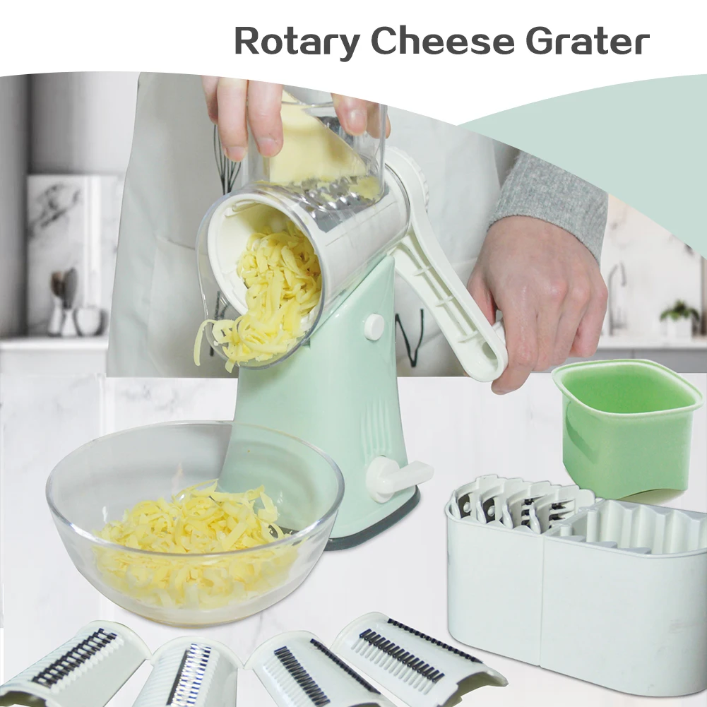 4 In 1 Rotary Cheese Grater With Handle, Food Vegetable Grader Hand Crank  Grater