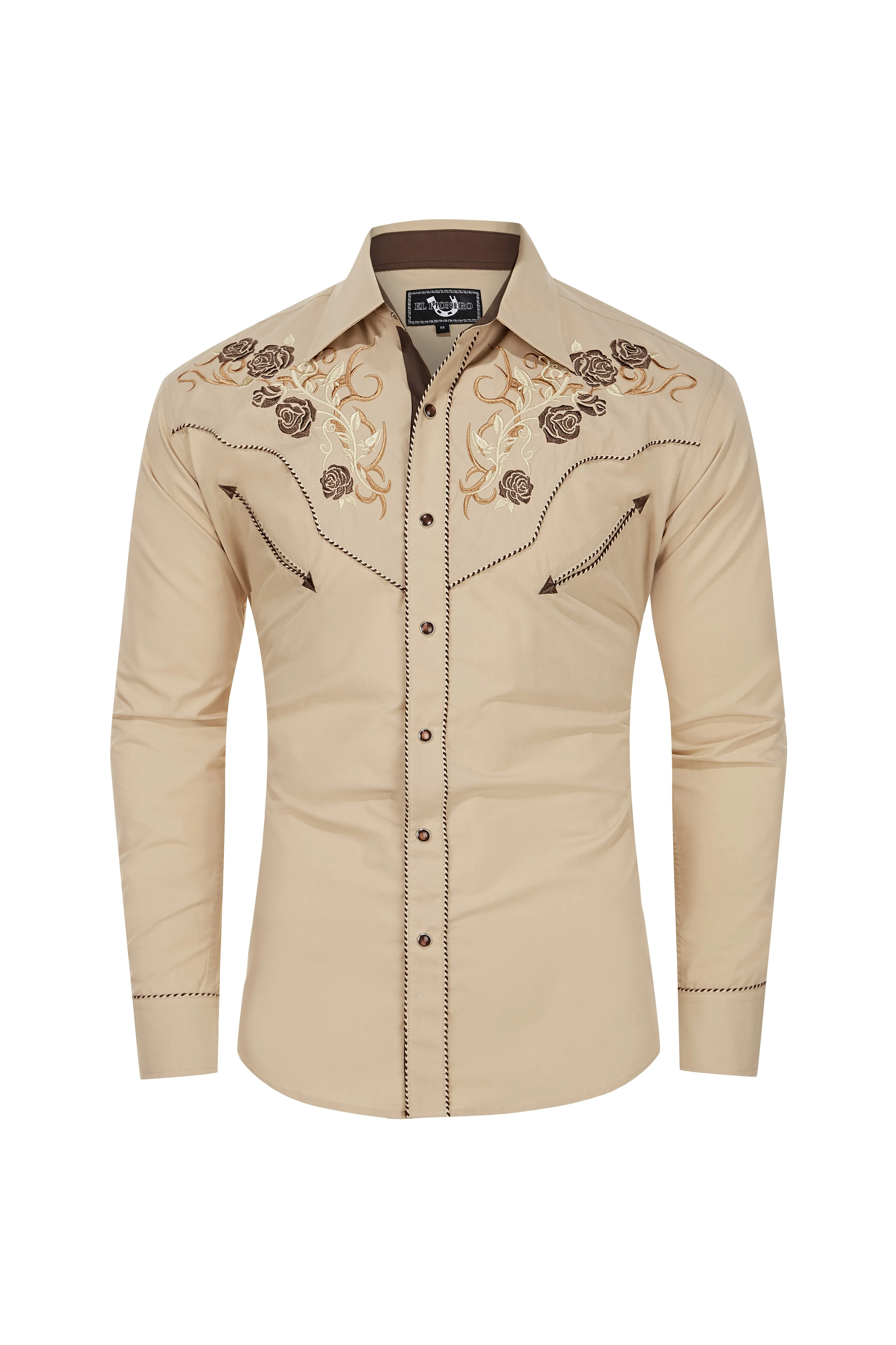 Western Embroidered Cowboy Shirts For Men's Snap Button Long Sleeve ...