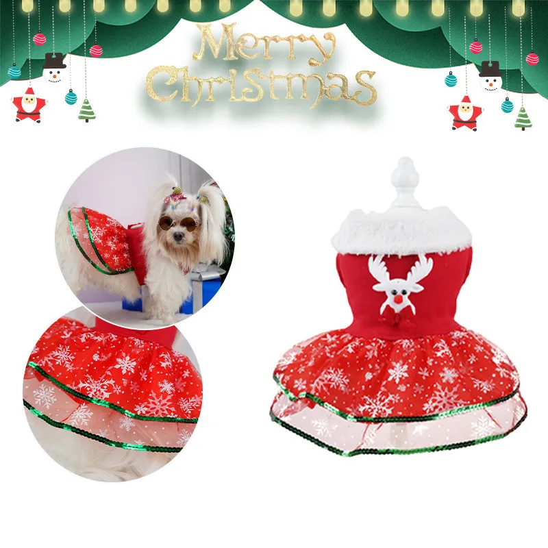Pet Christmas Dress Up Dog Dresses Puppy Clothes Cat Skirt Pet Clothes