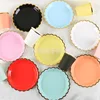 7-inch square gold edge light pink paper plate-10 pcs