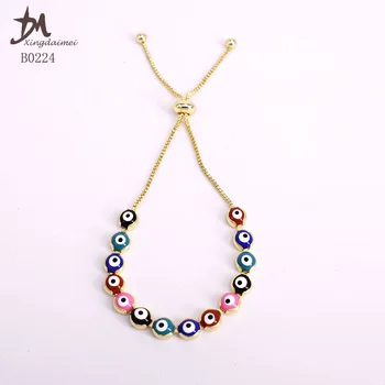 B0224 Mixed style Wholesale latest design fashion high quality 18K gold plated Mixed Colors eye bracelet