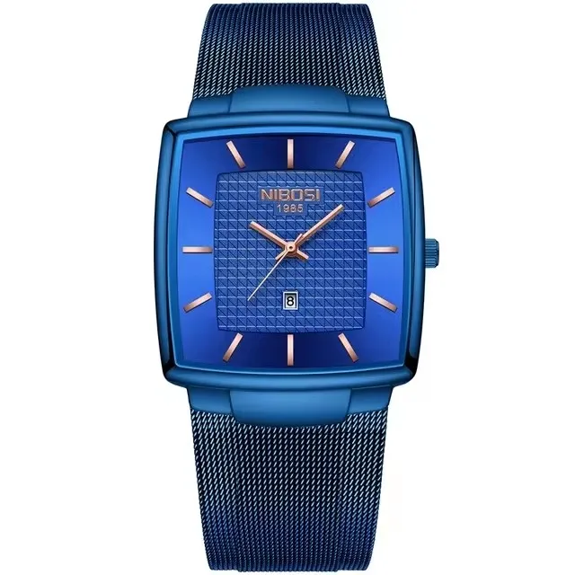 Custom Your Own Logo 1985 Nibosi 2376 Mens Quartz Slim Mesh Date Business  Wrist Watch Hommes Montre Reloj Clock Watches for Men