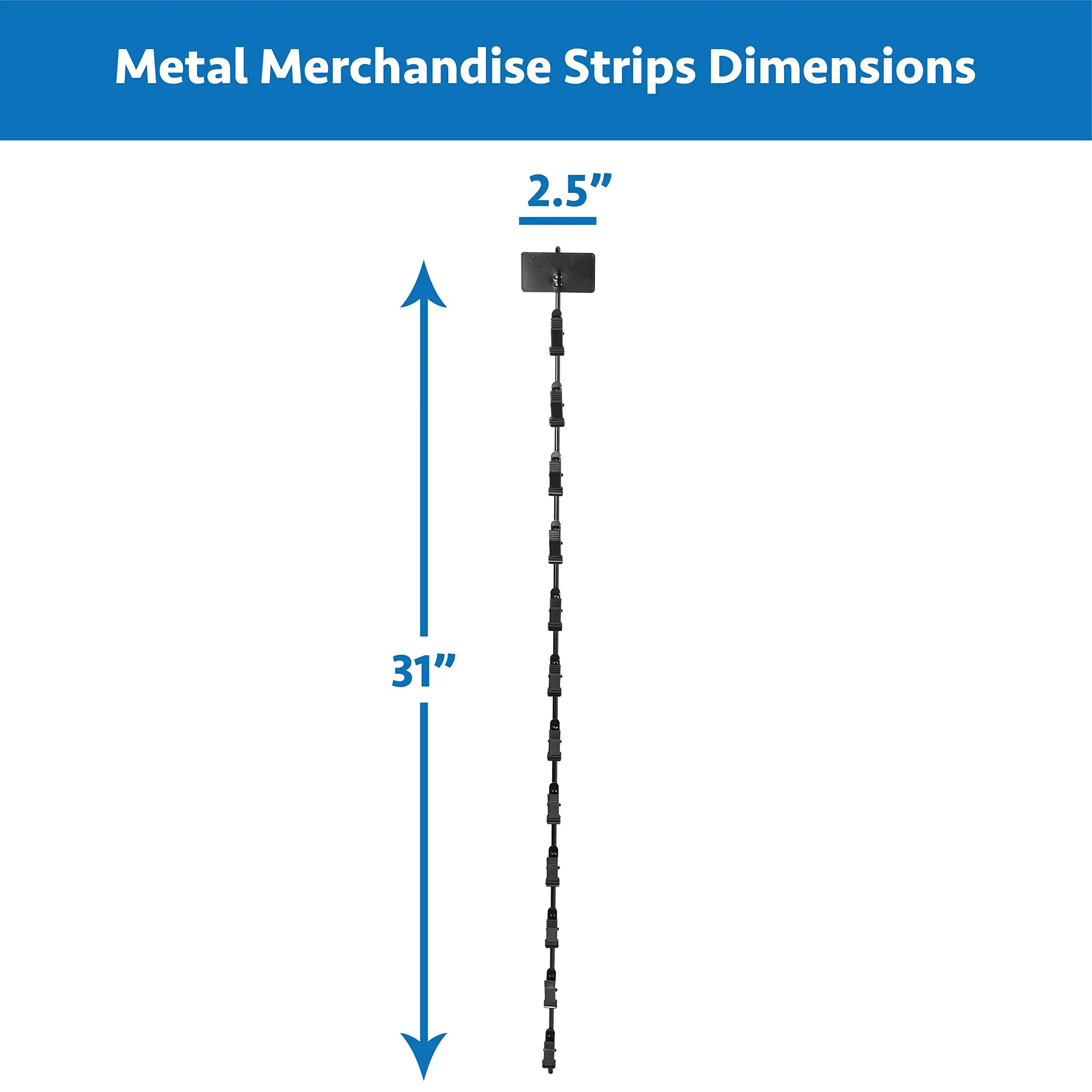 12 Station Hanging Merchandise Strips with Hooks 31 Inch Metal Display Clip Strips for Retail Display with Label Header