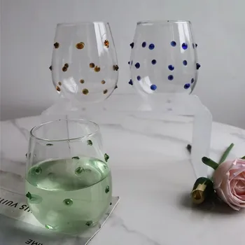 56H Factory Customized Glass Insulated Drinking Glass Cup Creative Dot Coffee Cup