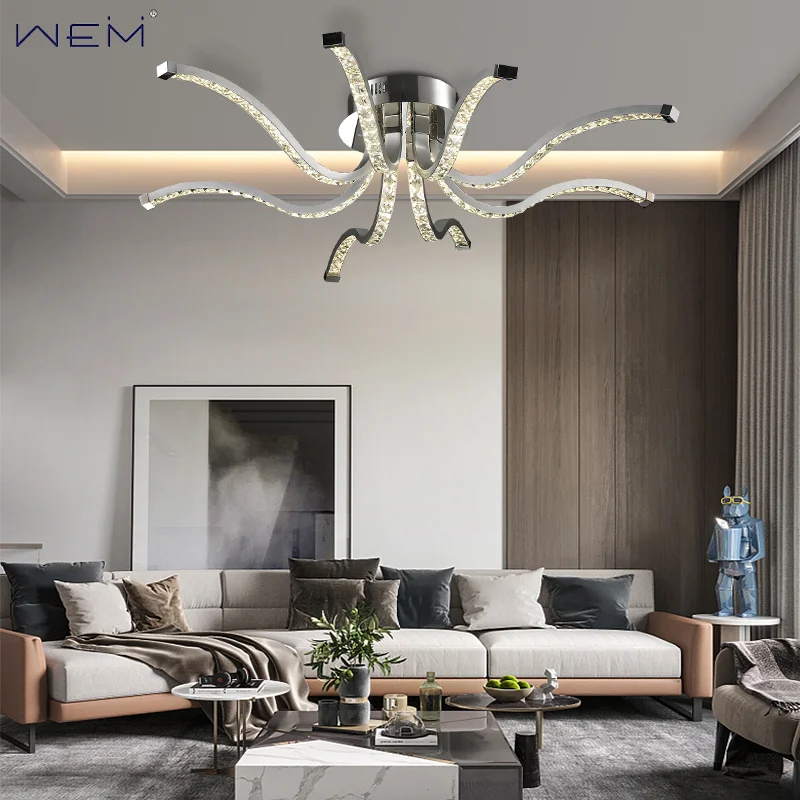 Creative and Unique Design Crystal Octopus Shaped Ceiling Light Modern LED Crystal Decorative Lighting