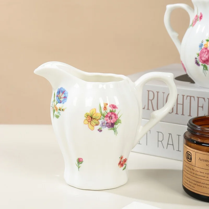 product wholesale luxury luxurious party modern floral ceramic porcelain cake plate stand teapot sugar container tableware-4