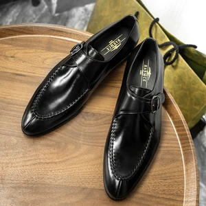 2026 Fashion Monk Shoes RTS Hot Sale Breathable Genuine Leather Men's Dress Shoes