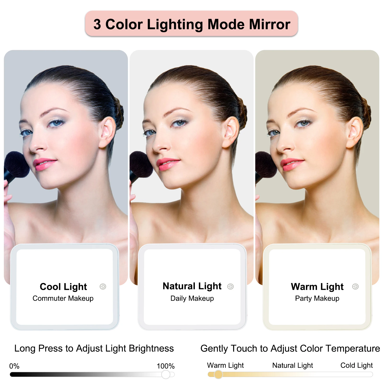 ReIaveI Makeup Bag with Light up Mirror with 3 Color Lights Makeup Case Travel Bags Brush Organizer Storage Box