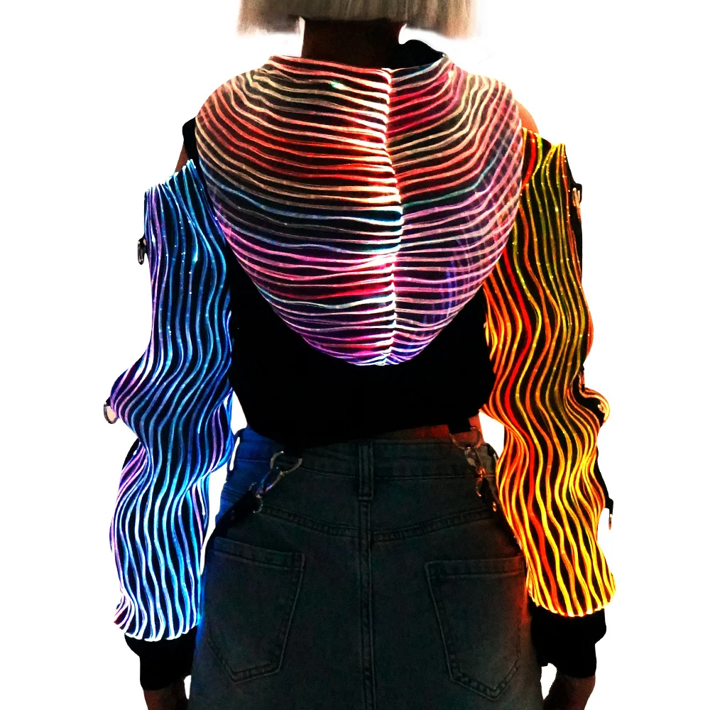 サイバーパンクLED発光ハイカットクロップトップパーカー| Alibaba.com