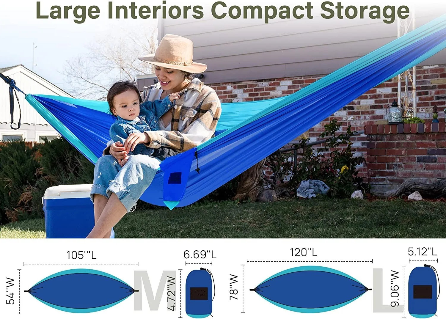 Camping Hammock Double Single Portable Hammocks With 2 Tree Straps