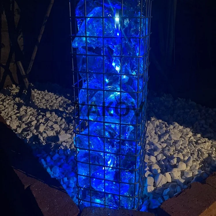 Home Decoration Garden Landscaping Ocean Blue Slag Glass Rocks for Gabion