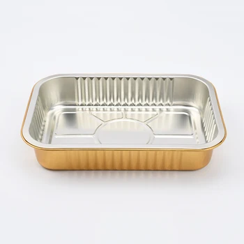 Laixin 580ml750ml950ml Rectangular Disposable Smooth Wall Food Packing Loaf Pans Gold Color Aluminum Foil Containers