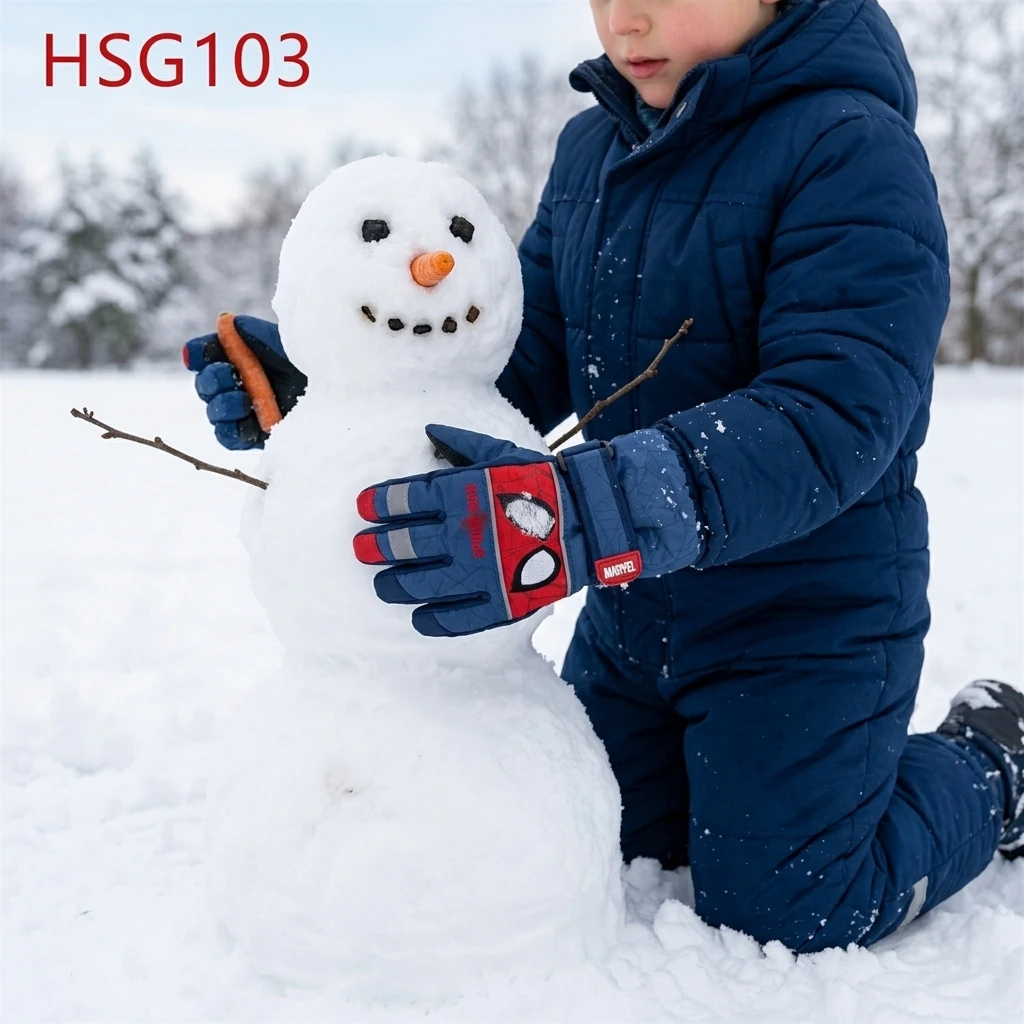 ZYF,Winter Fishing Anti-lost Wrist Leash Design Kids Ski Gloves Adjustable Windproof Cuff Seamless Liner Snow Gloves HSG103