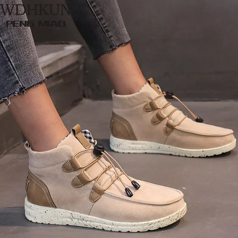 Woman Lace Up Flock Footwear Ladies 