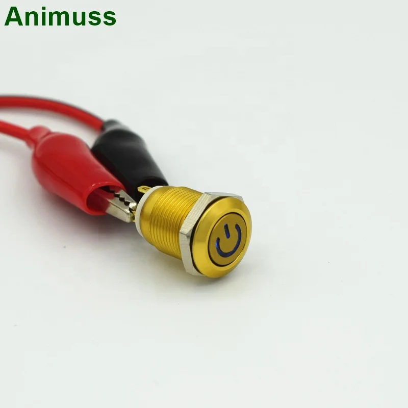 12mm 36V Car Led Light Metal Push Button Momentary Switch Blue Red Waterproof AT 