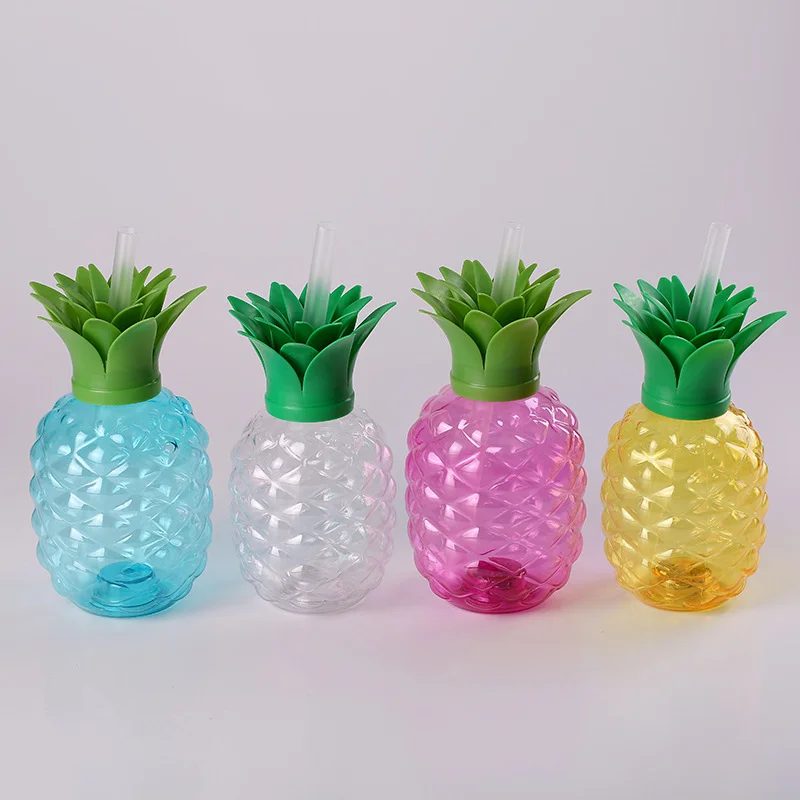 New style PET 500ml plastic pineapple juice bottle with straw for