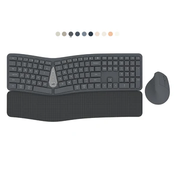 COUSO Silent Split Bluetooth Wireless Keyboard Mouse for Computer Ergonomic Keyboard with Cushioned Wrist and Palm Rest