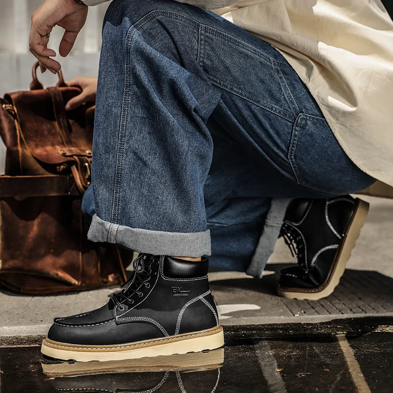 Shoes Martin Shoes Autumn And Winter High Top Men's Fashion Trendy New Boots Casual Leather Business Boots