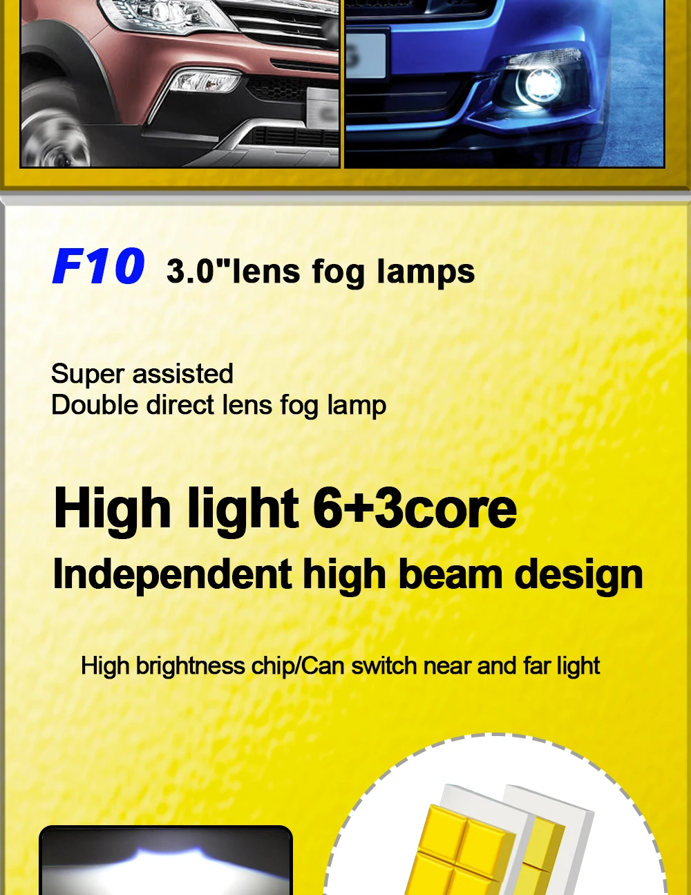 TECH-KING Automotive LED projector fog light 3-inch universal Matrix Automotive fog light retrofit accessory lens fog lamp