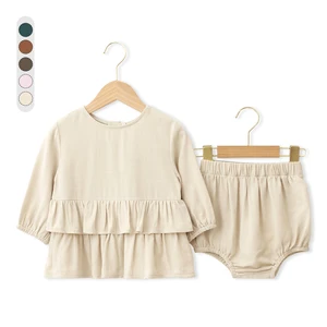 Wholesale Modern Design Summer Long Sleeves Crew Neck T-Shirt and Shorts Toddler Baby Girls Boys Clothing Sets