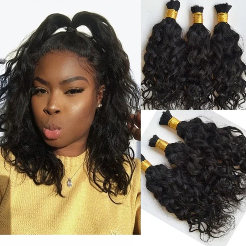 3 pacchi di capelli umani intrecciati alla rinfusa per intrecciare estensioni indiane a onde sciolte_voghion.com