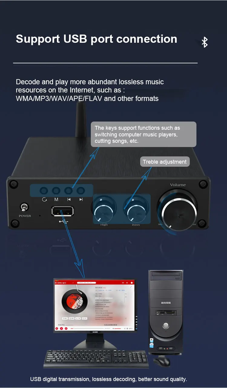 BRZHIFI C70 digital amplifier class d amplifier home theater system diy hifi amplifier aluminum enclosure factory