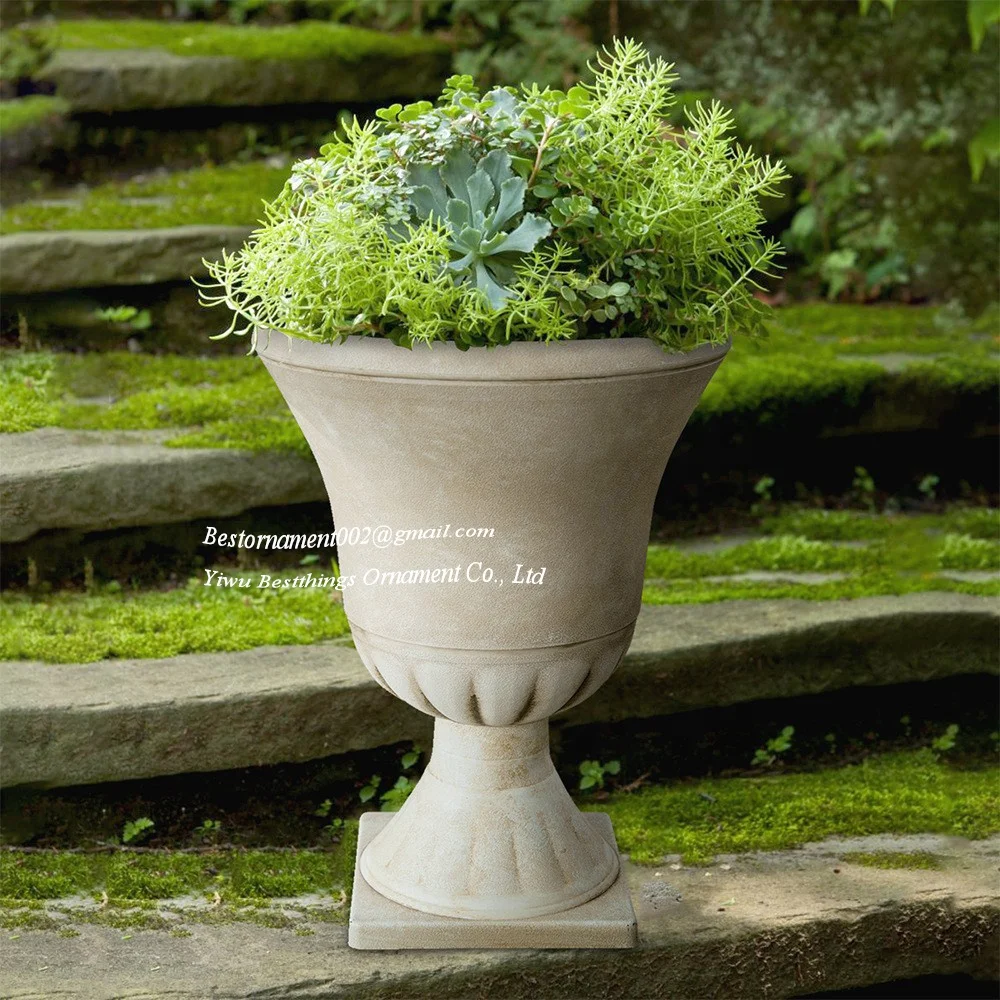 Didiseaon Lot de 4 Urnes Mariage en Plastique Blanc, Pots de Fleurs Créatifs Style Romain, Jardinières Européennes pour Décoration de Jardin et
