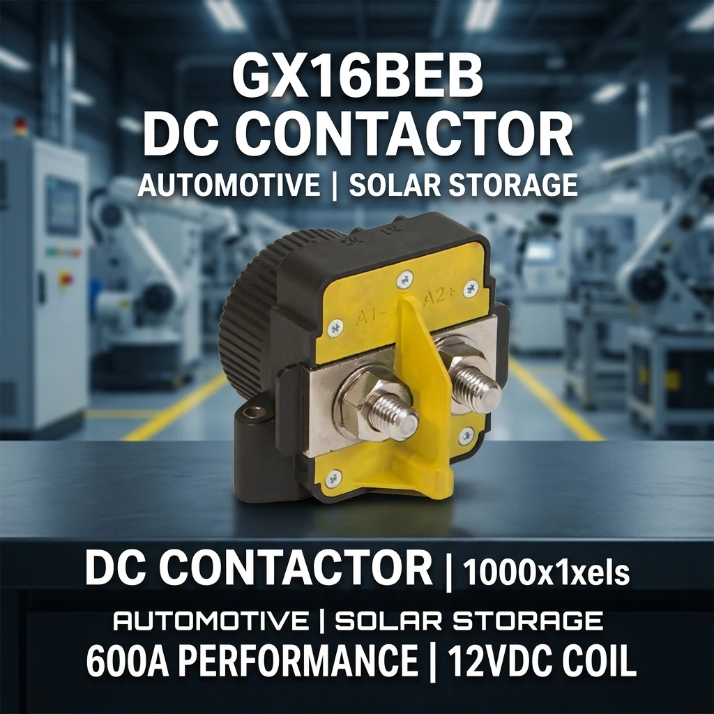 คอนแทคเตอร์กำลังแบบทนทาน GX16BEB สำหรับ Sensata-Gigavac กระแสไฟฟ้าสูงสุด 600A ขดลวด 12VDC แรงดันไฟฟ้าสูงสุด 800VDC พร้อมคอนแทคเสริมสำหรับระบบ UPS สำรองไฟฟ้า