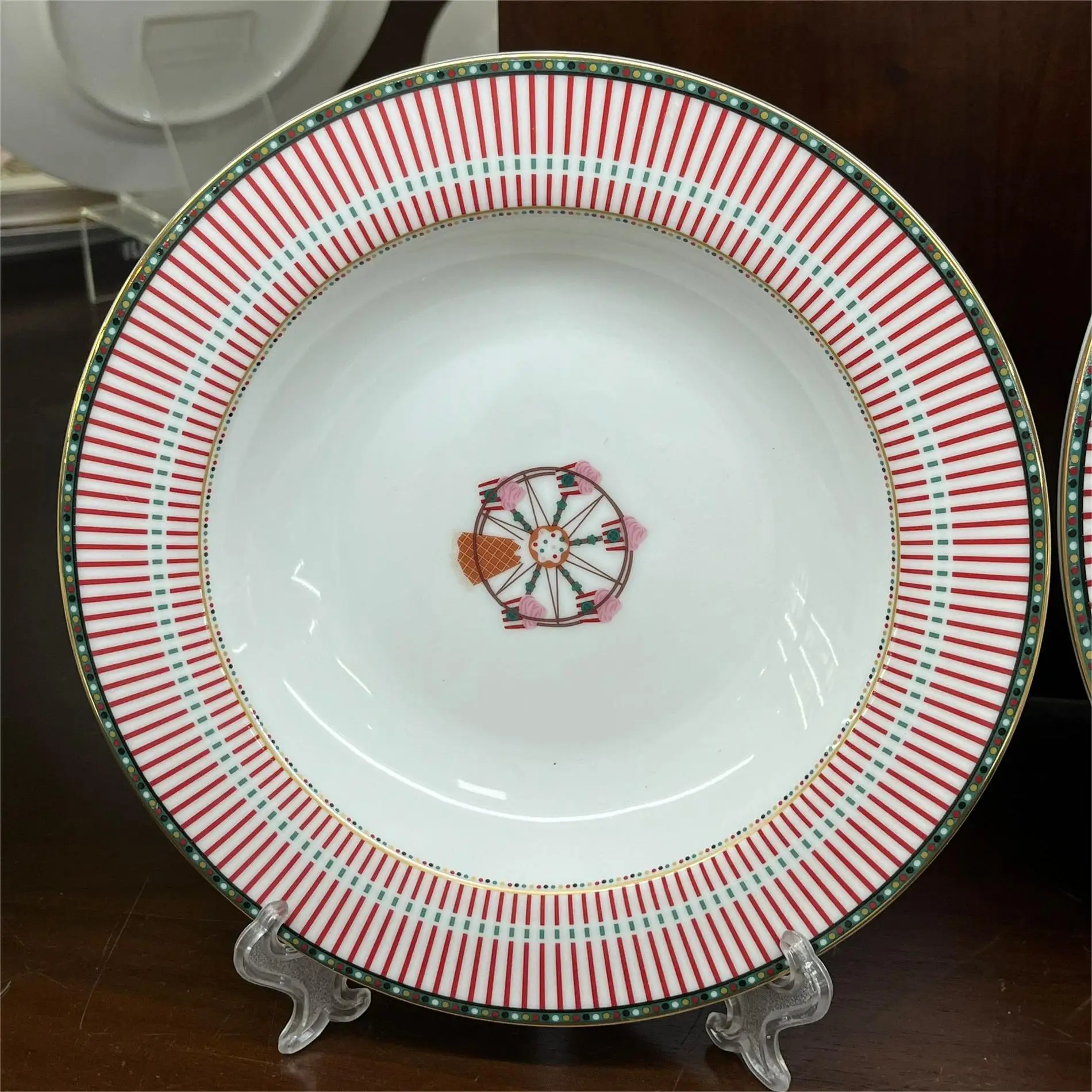 Home Christmas Multicolor Ceramics Fine Bone China Dinnerware Set details