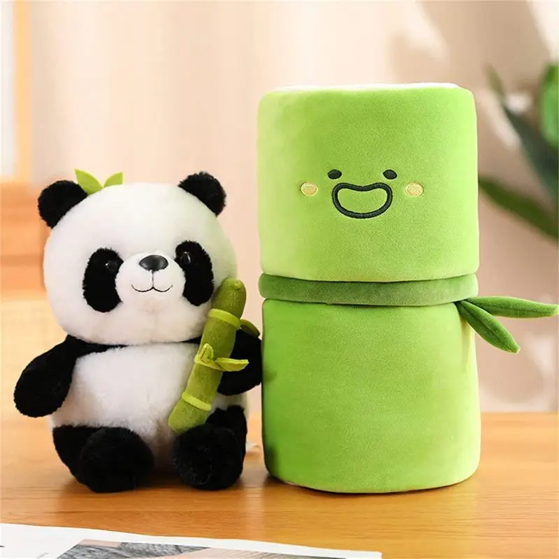 Panda Plschtiere mit Bambus Spielzeug Kreatives 2-in-1 Plsch-Bambus-Panda  Weiches Spielzeug Geschenke fr Kinder Mdchen Jungen (Panda in Bambus)