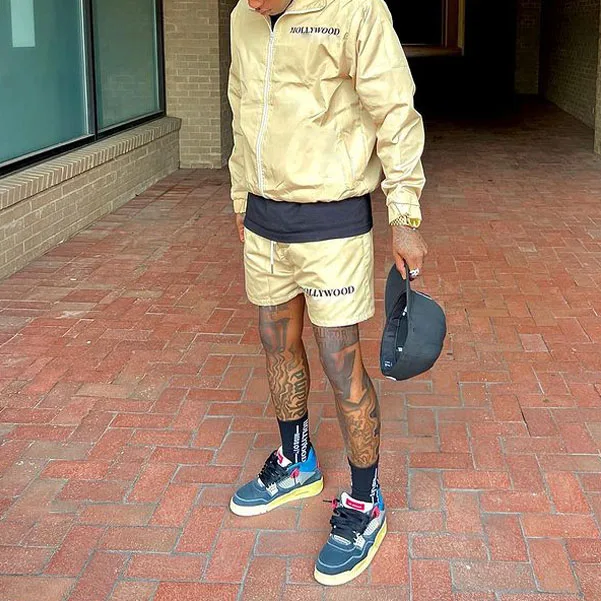 Custom Mens Clothing Short and Jacket Jogger Set Two Piece Zipper Polyester Windbreaker Tracksuit Short Set gallery 5