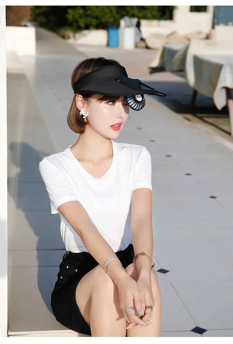 MTBB Rechargeable Fan Cap Solar Panel Powered Hats Summer Beach Outdoor Carton Adult Children Visor