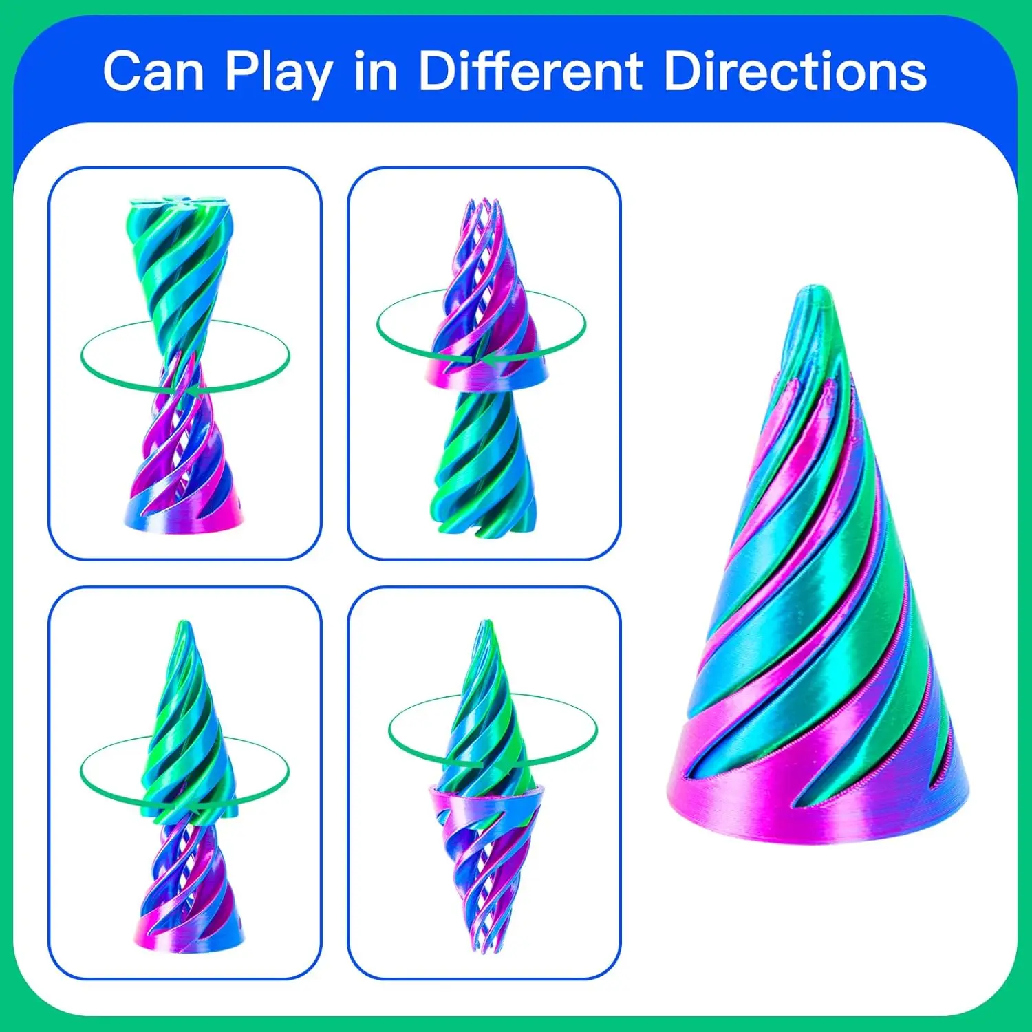 3D Printed 6 Pack Spiral Cone Fidget Toys preview 3