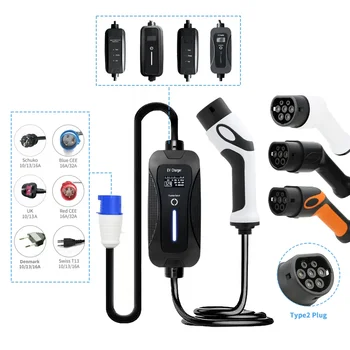 IEC 62196 2 Mode2 Id Focus Electric Car Charger Olcd Portable Ev Car Charger CE Electric Car Charger Ev Charging
